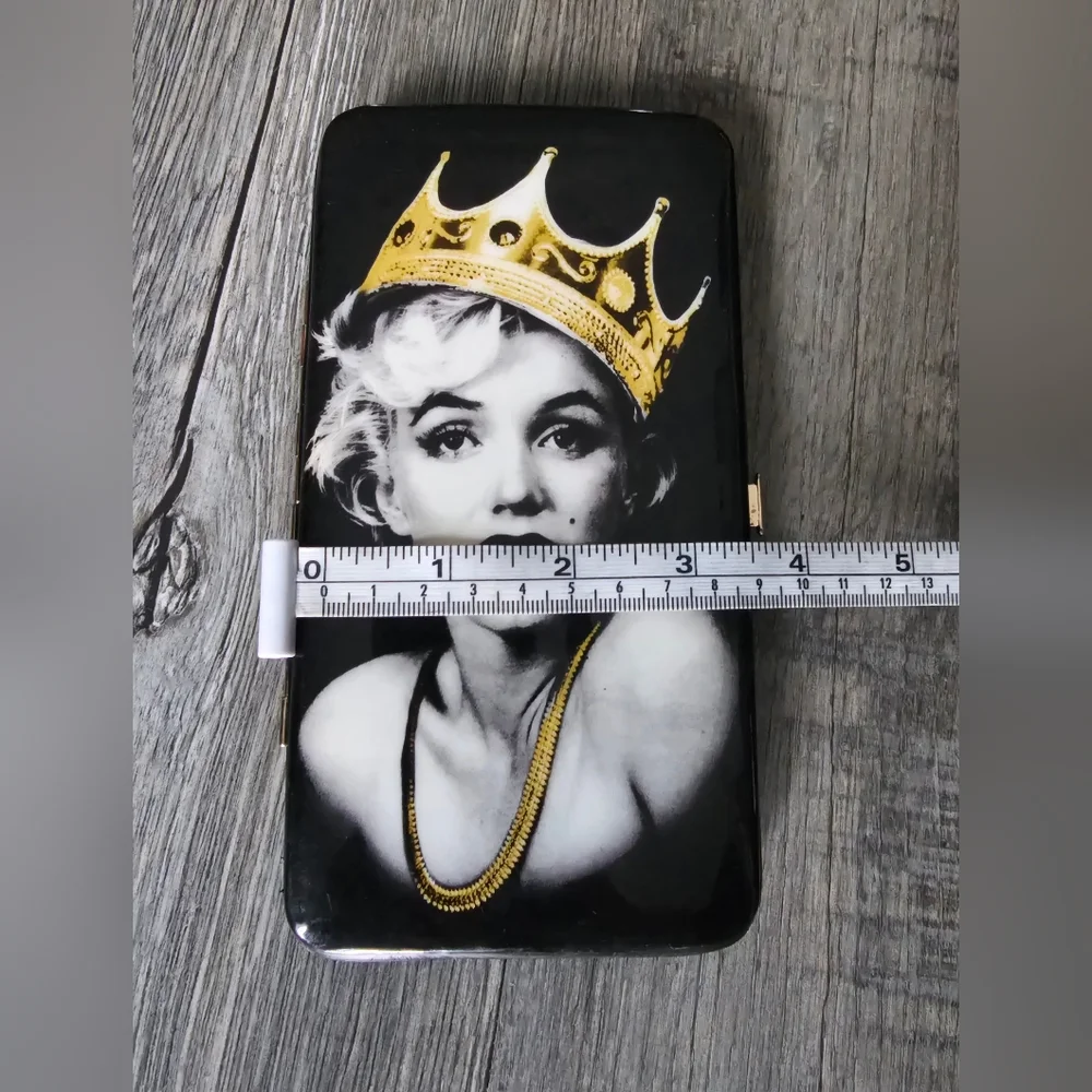 Marilyn Monroe Hip Hop Urban Black and Gold Women's Clutch Bifold Wallet